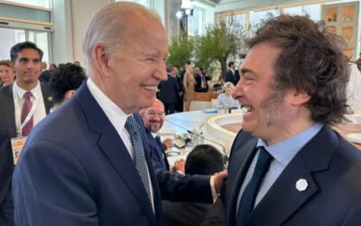 Javier Milei fue recibido por Georgia Meloni en el G7 y arranca su agenda