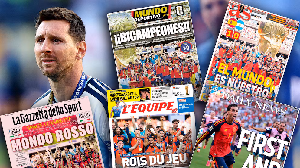 “Superestrellas” y “El mundo es nuestro”: las tapas de los diarios tras la final del Mundial que España le ganó a la Argentina